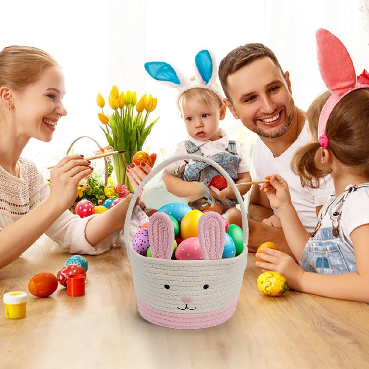 Easter bunny storage basket colour options