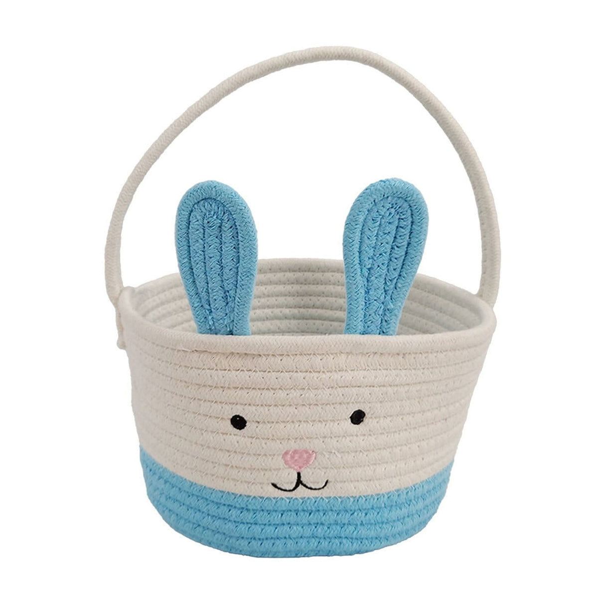 Cotton rope Easter bunny basket with rabbit ears, style D