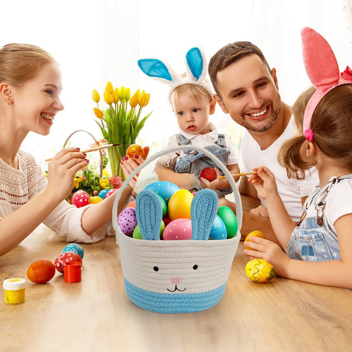 Cotton rope bunny basket for kids