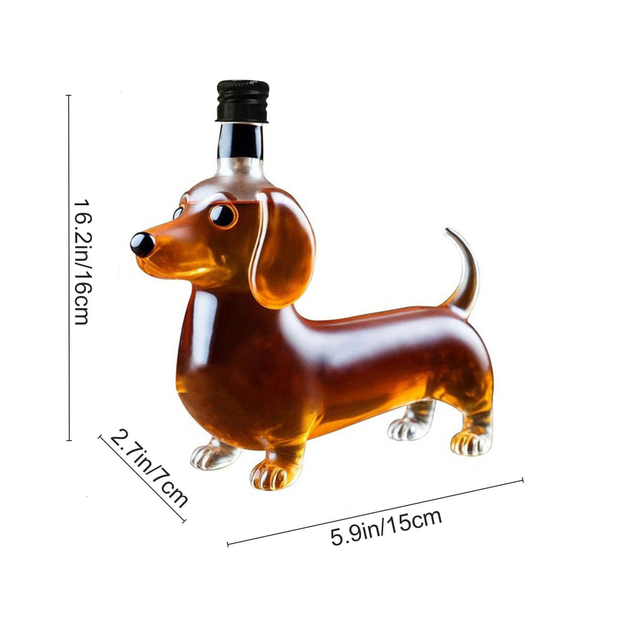 Brown 3D wolf head whisky decanter in glass - view 3