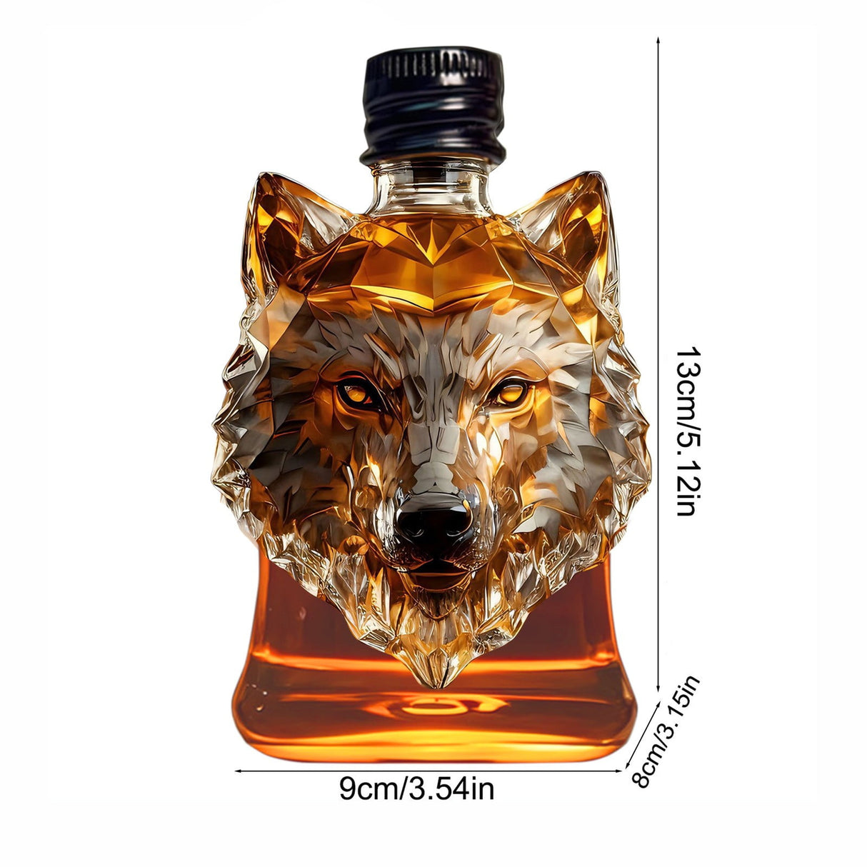 Varenna Whiskey Decanter, Wolf Head, Glass, Style D