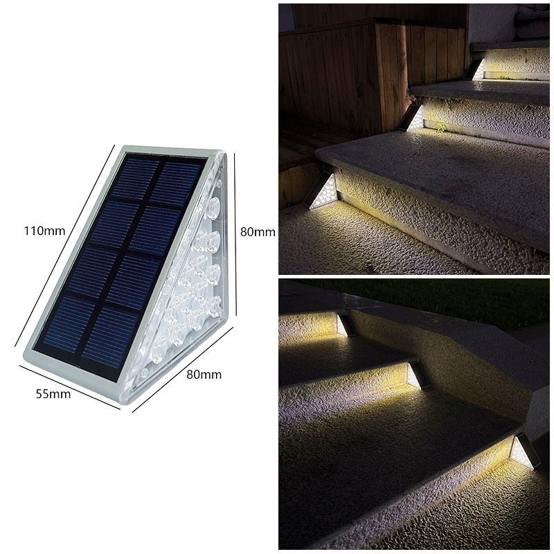 Solar LED step lights in warm white for outdoor steps - view 1