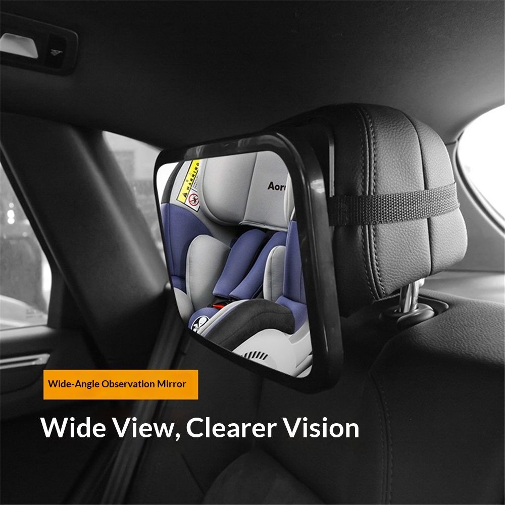 Baby Car Mirror, Rear Facing Convex for Fixed Headrests
