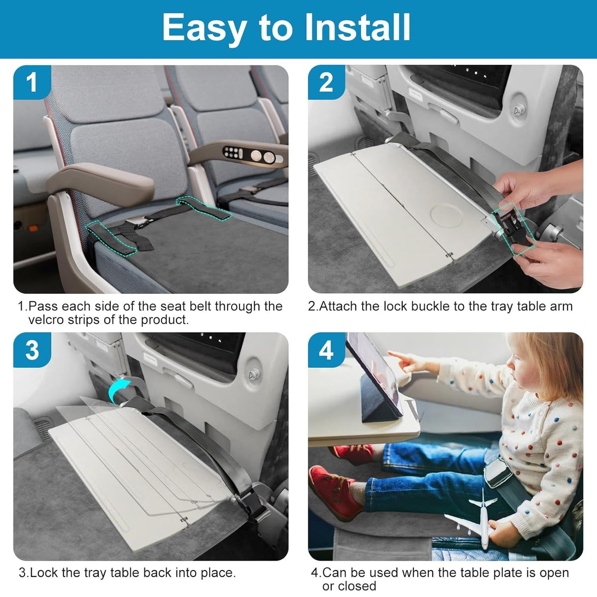 Adjustable straps on toddler airplane bed