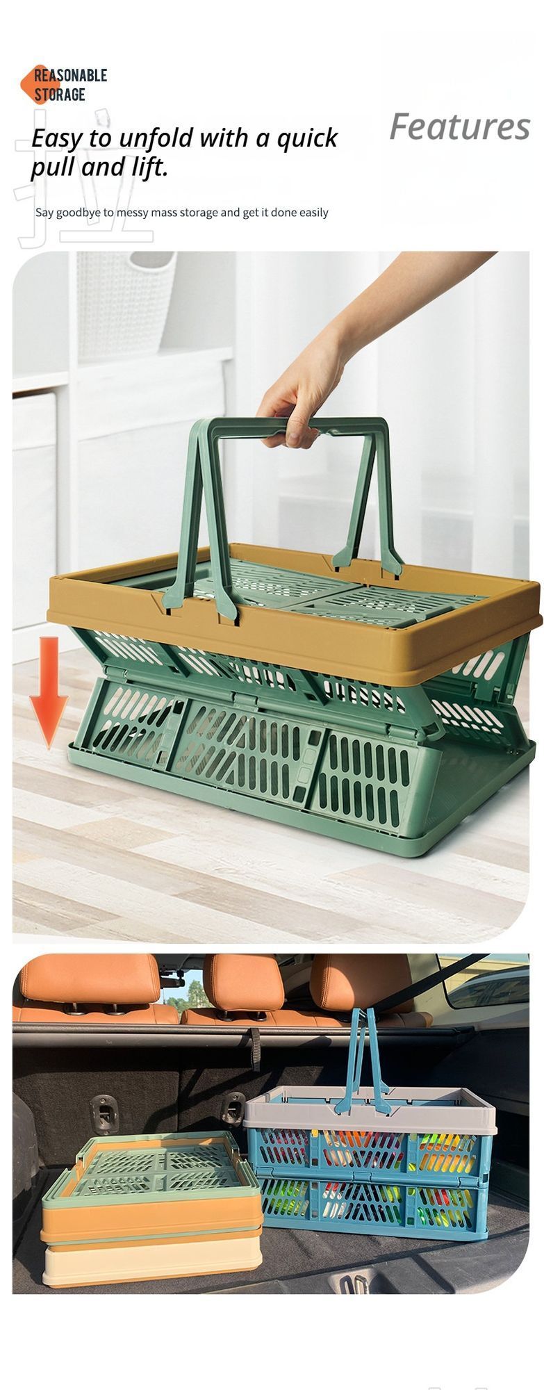 Eymet Foldable Picnic Basket, Ventilated, Brown with Beige