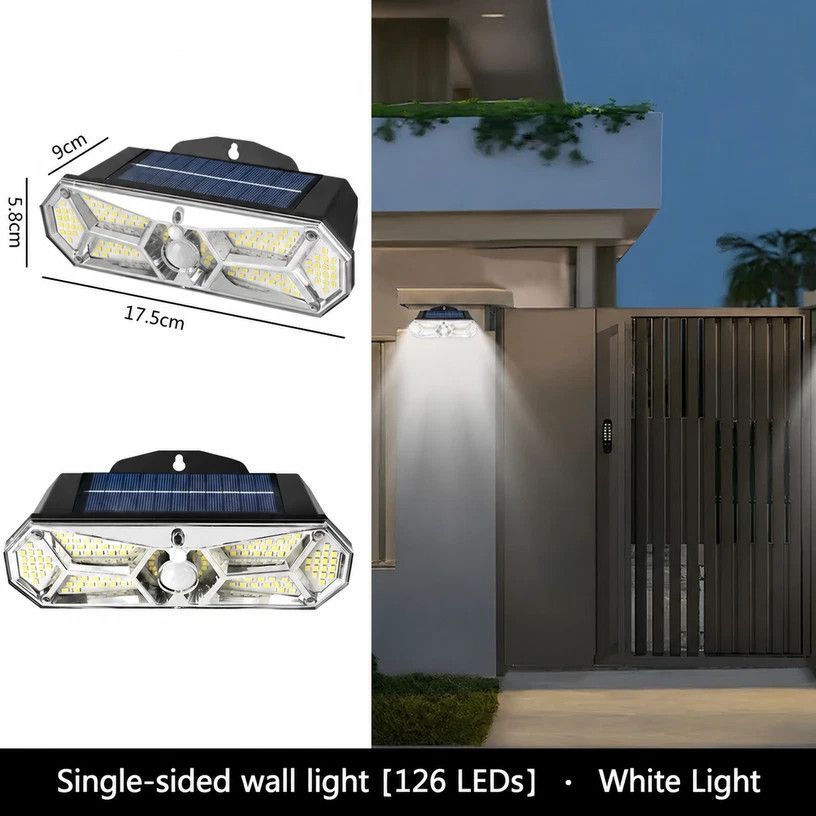 Solar Wall Light 126 LED Single Sided Motion Sensor outdoor light 1
