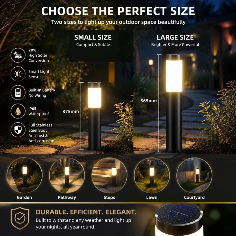 Warm white solar garden light at night