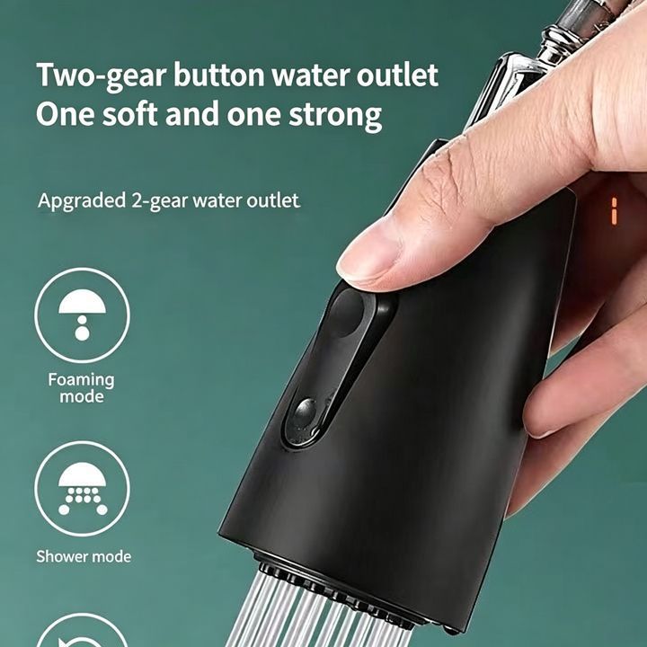 Black pull out kitchen mixer tap in stainless steel
