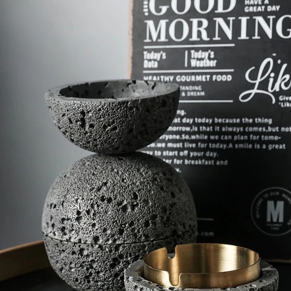Orvieto Concrete Ashtray, Dark Grey