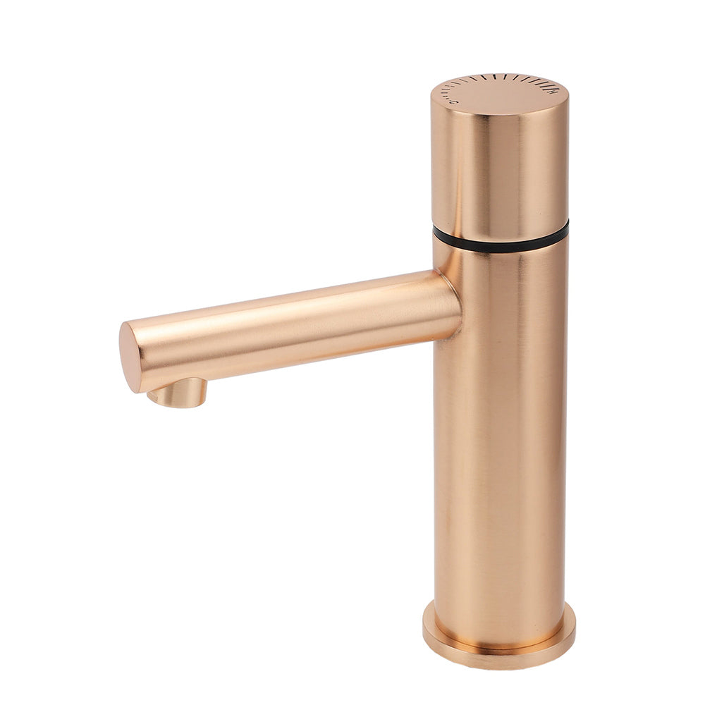 Round Basin Mixer Tap in Brushed Rose Gold