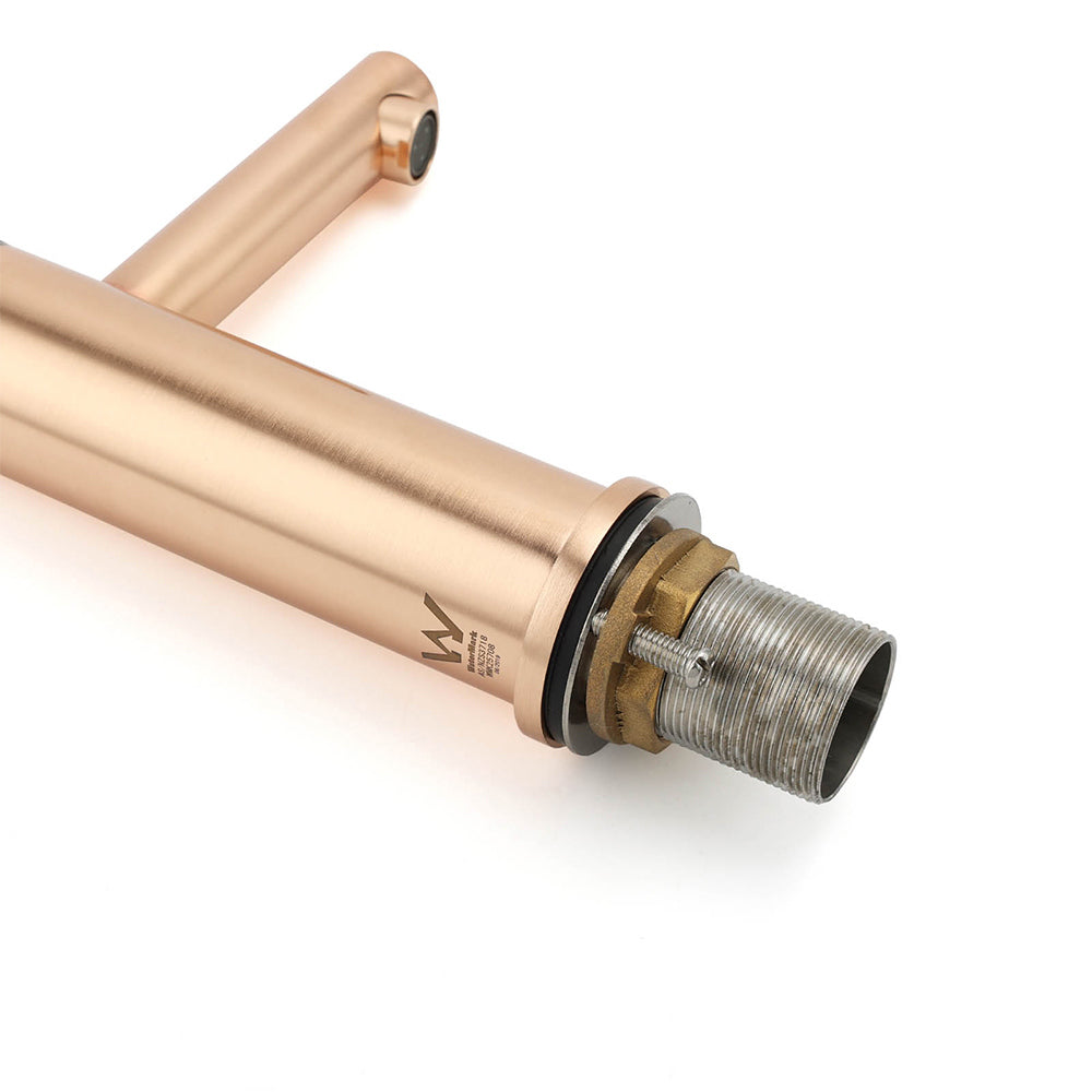 Round Basin Mixer Tap in Brushed Rose Gold
