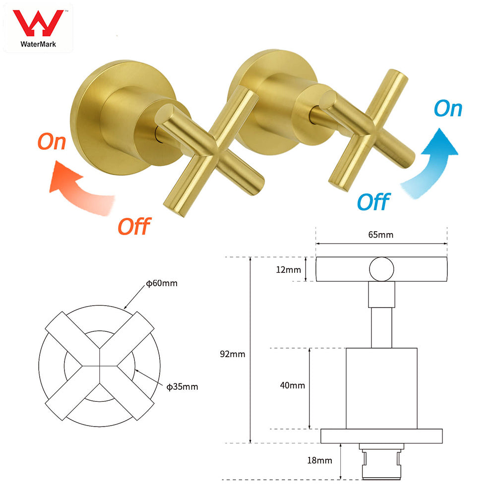 Quarter Turn Twin Tap Set, Brushed Gold