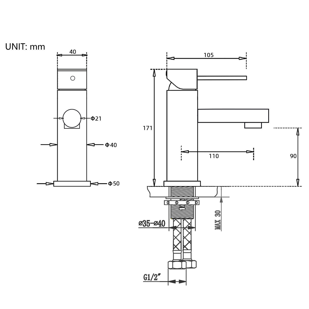 Brushed Gold Round Basin Mixer Tap image 9