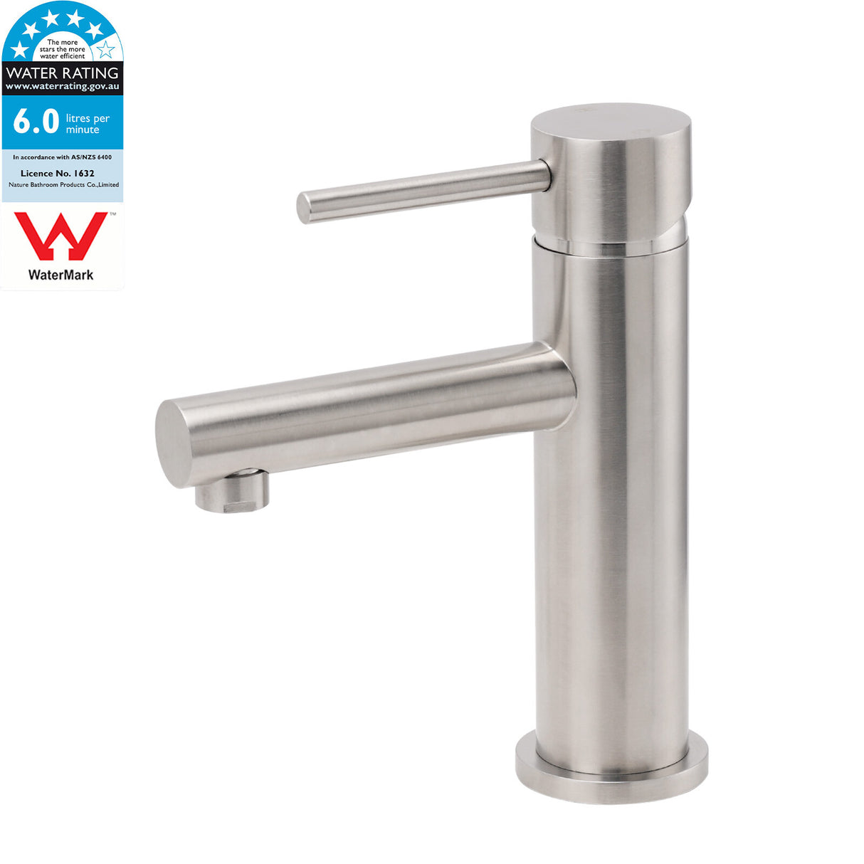 Brushed Nickel Round Basin Mixer Tap