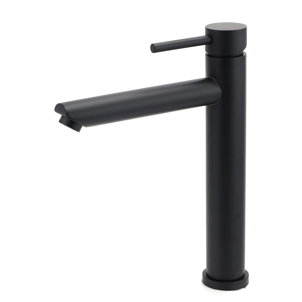 Matt Black Round Tall Basin Mixer Tap