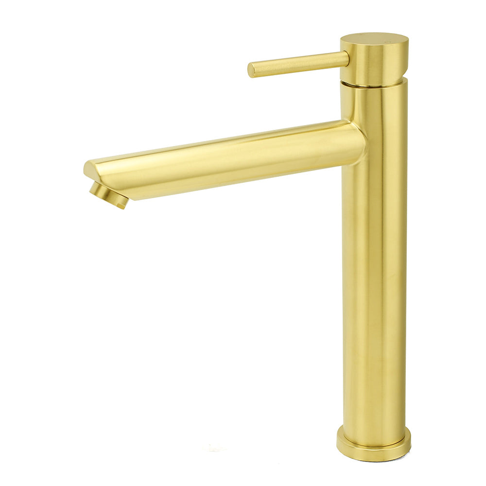 Brushed Gold Round Tall Basin Mixer Tap 304 Stainless Steel image 1