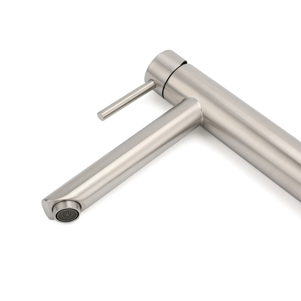 Brushed Nickel Round Basin Mixer Tap