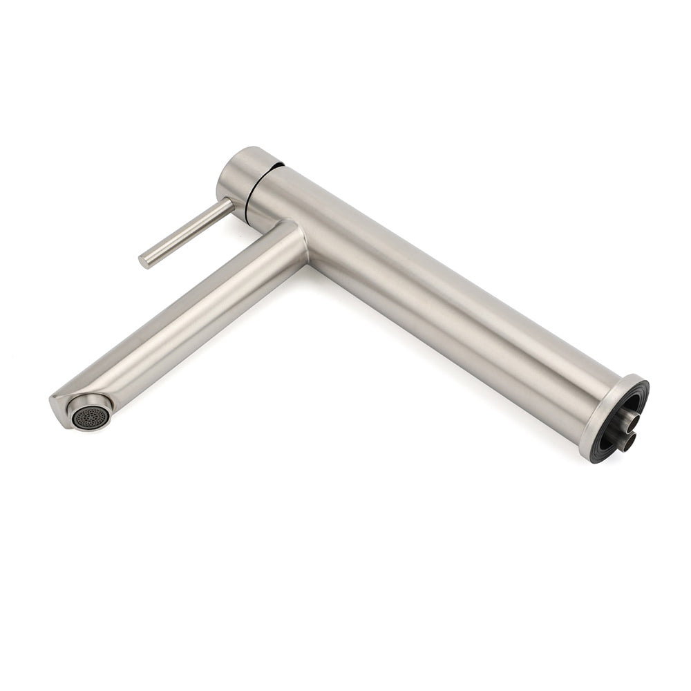 Brushed Nickel Round Basin Mixer Tap