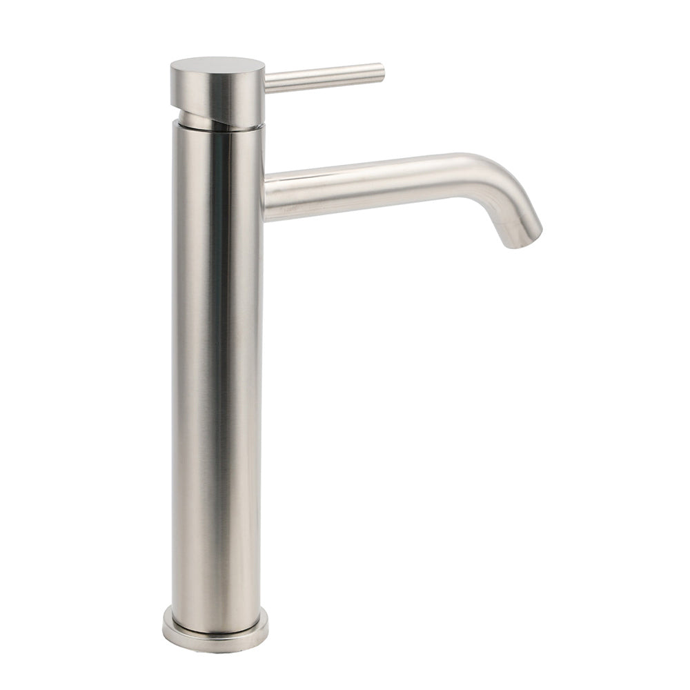 Brushed Nickel Round Basin Mixer Tap