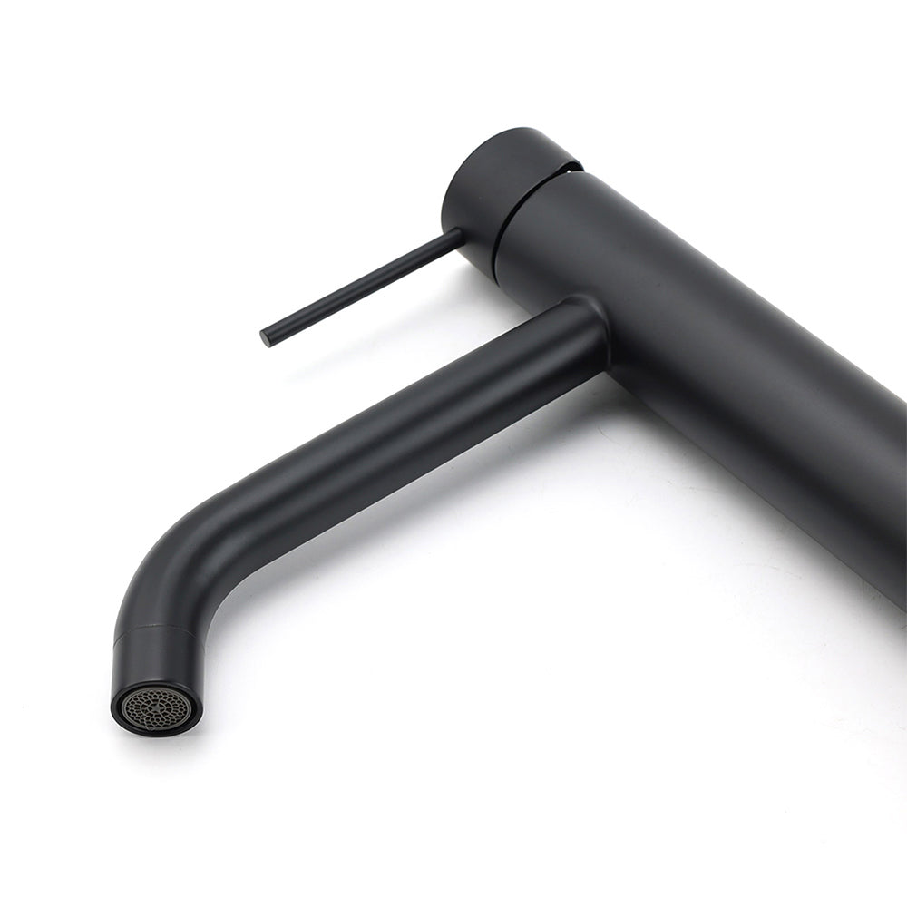 Matt Black Tall Curved Basin Mixer Tap