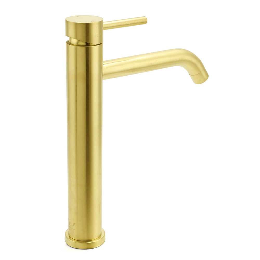 Brushed Gold Round Tall Basin Mixer Tap image 3