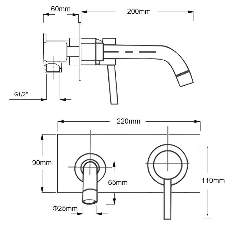 Round Wall Mounted Basin Mixer Tap, Chrome