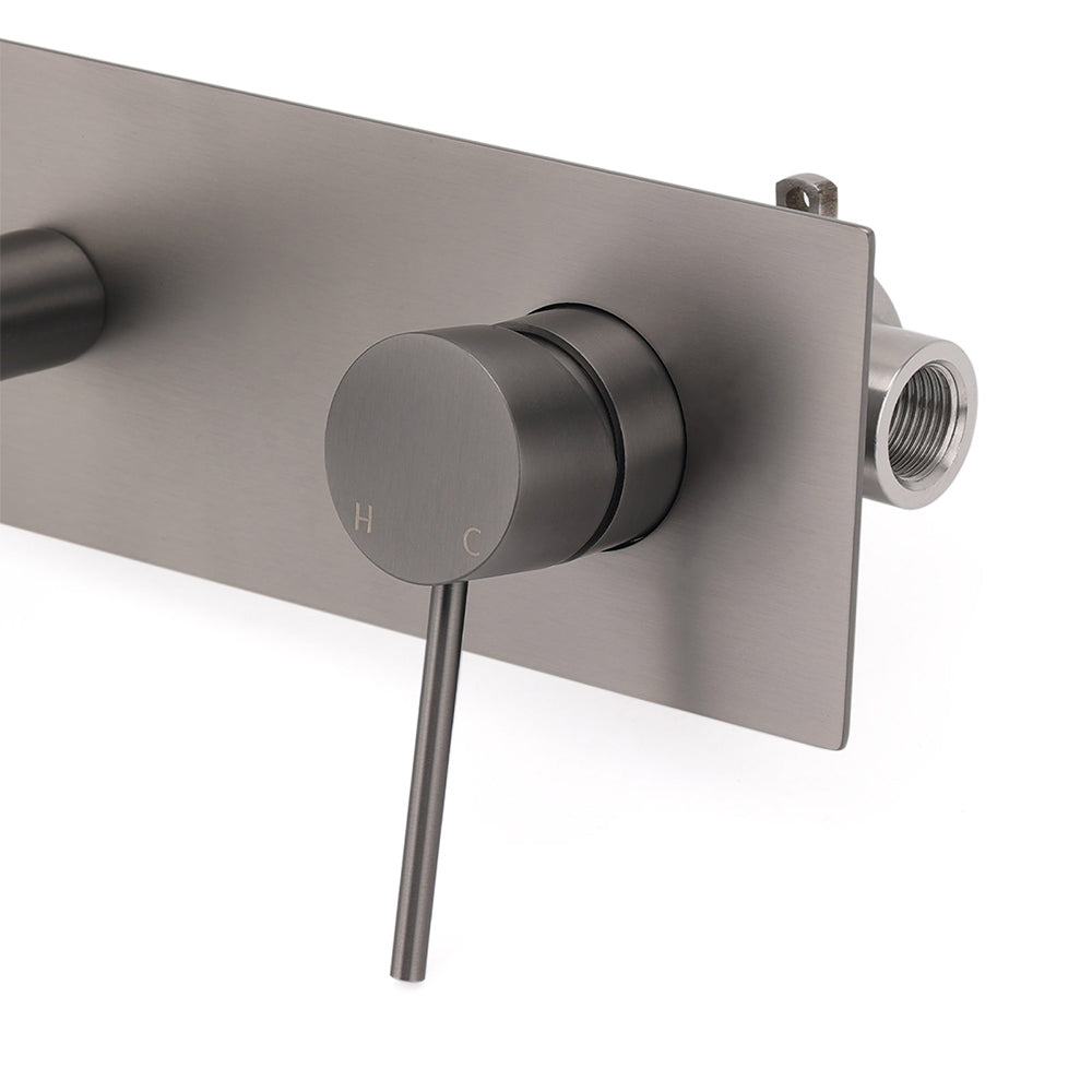 Wall Mounted Basin Mixer Tap, Round, Gun Metal
