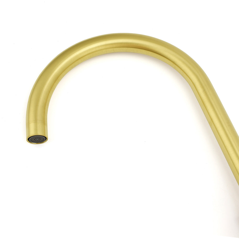 Brushed Gold Round Kitchen Mixer Tap image 5