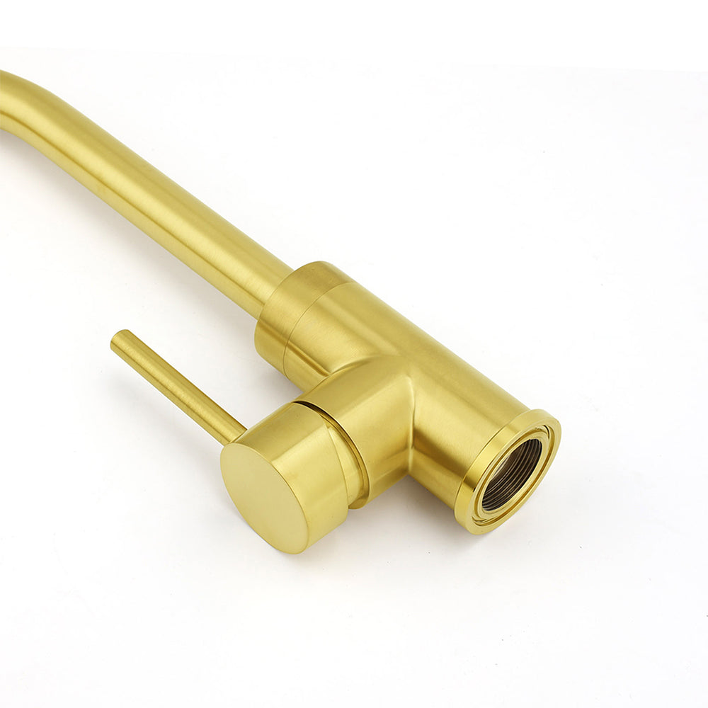Brushed Gold Round Kitchen Mixer Tap image 6