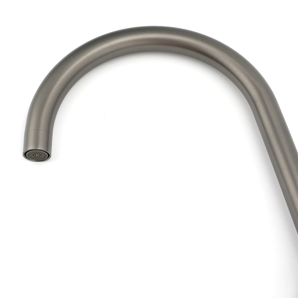 Gun Metal Round Kitchen Sink Mixer Tap with 360 Degree Swivel Spout