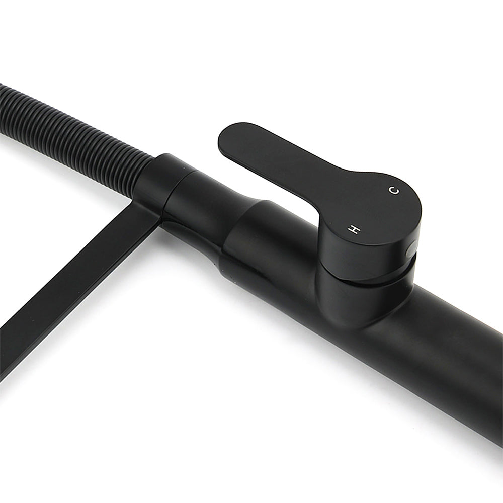 Pull Out Kitchen Mixer Tap, 360 Degree Swivel, Matte Black