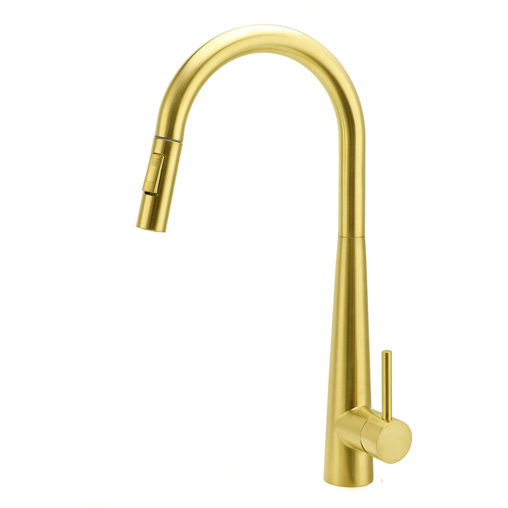 Pull Out Kitchen Mixer Tap with Two Spray Modes, Brushed Gold