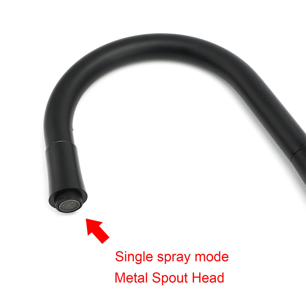 Round Pull Out Kitchen Mixer Tap, Matte Black