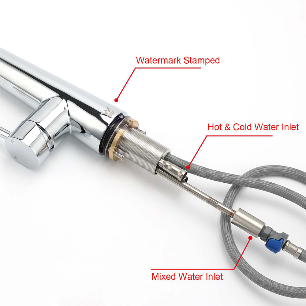 Chrome Pull Out Kitchen Sink Mixer Tap