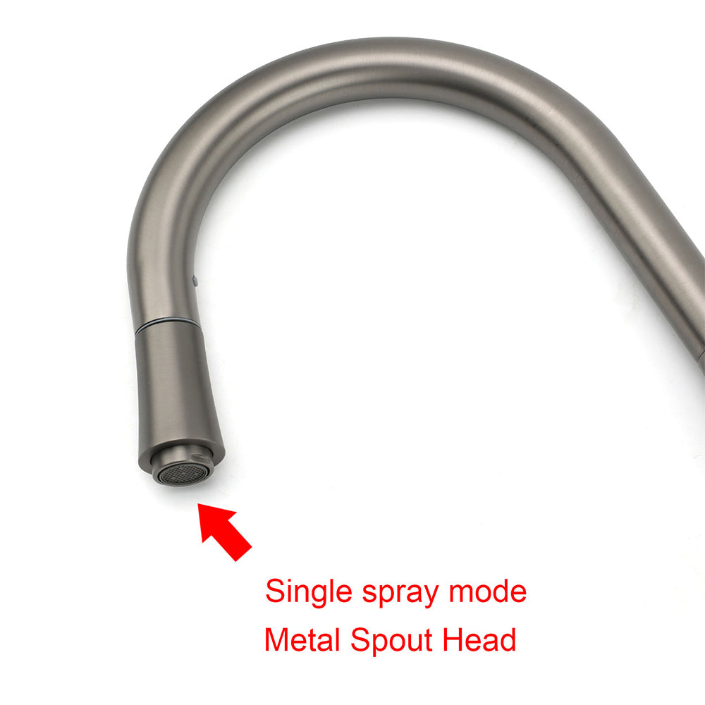 Pull Out Kitchen Mixer Tap, Flexible Spout, Gun Metal