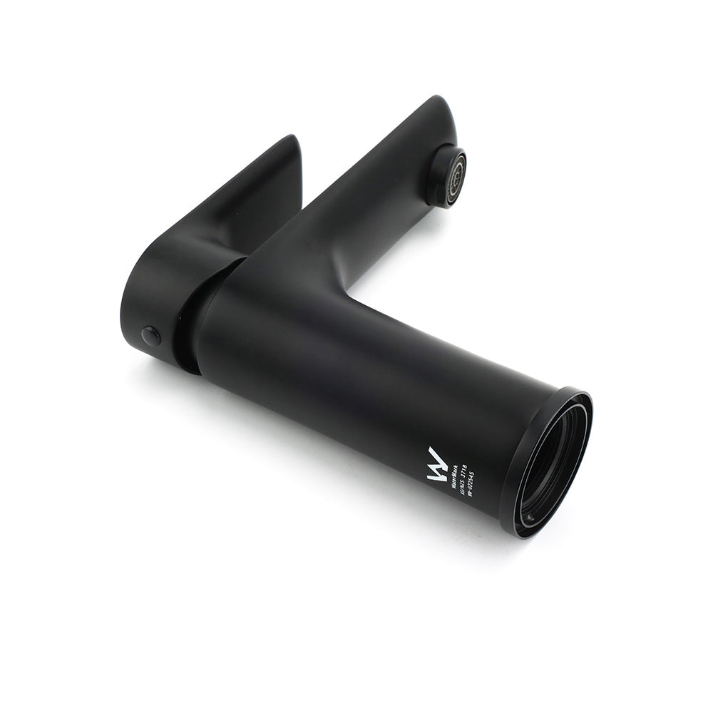 Matt black basin mixer tap with flick lever, water saving 4.5 L/min, view 6