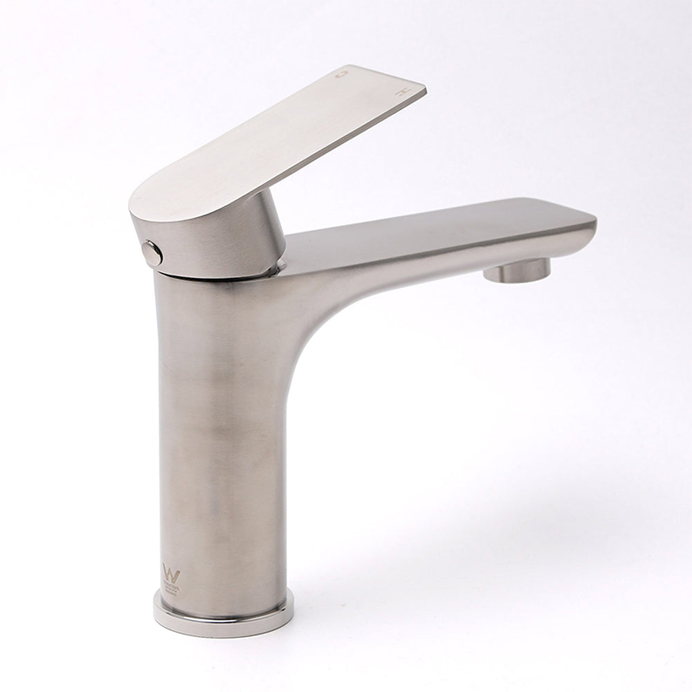 Brushed Nickel Round Basin Mixer Tap