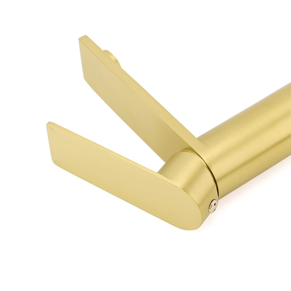 Brushed Gold Short Square Basin Mixer Tap