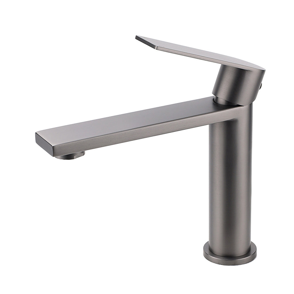 Rounded Square Basin Mixer Tap, Gun Metal