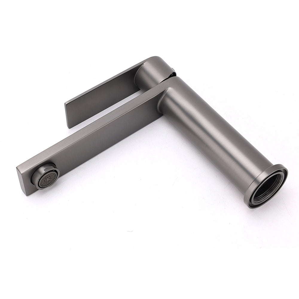 Rounded Square Basin Mixer Tap, Gun Metal