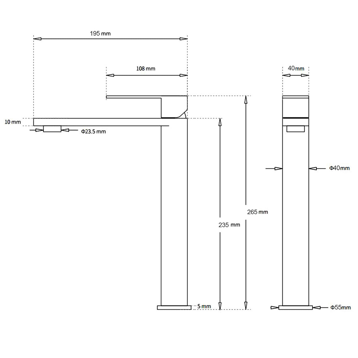 Tall Basin Mixer Tap, Chrome
