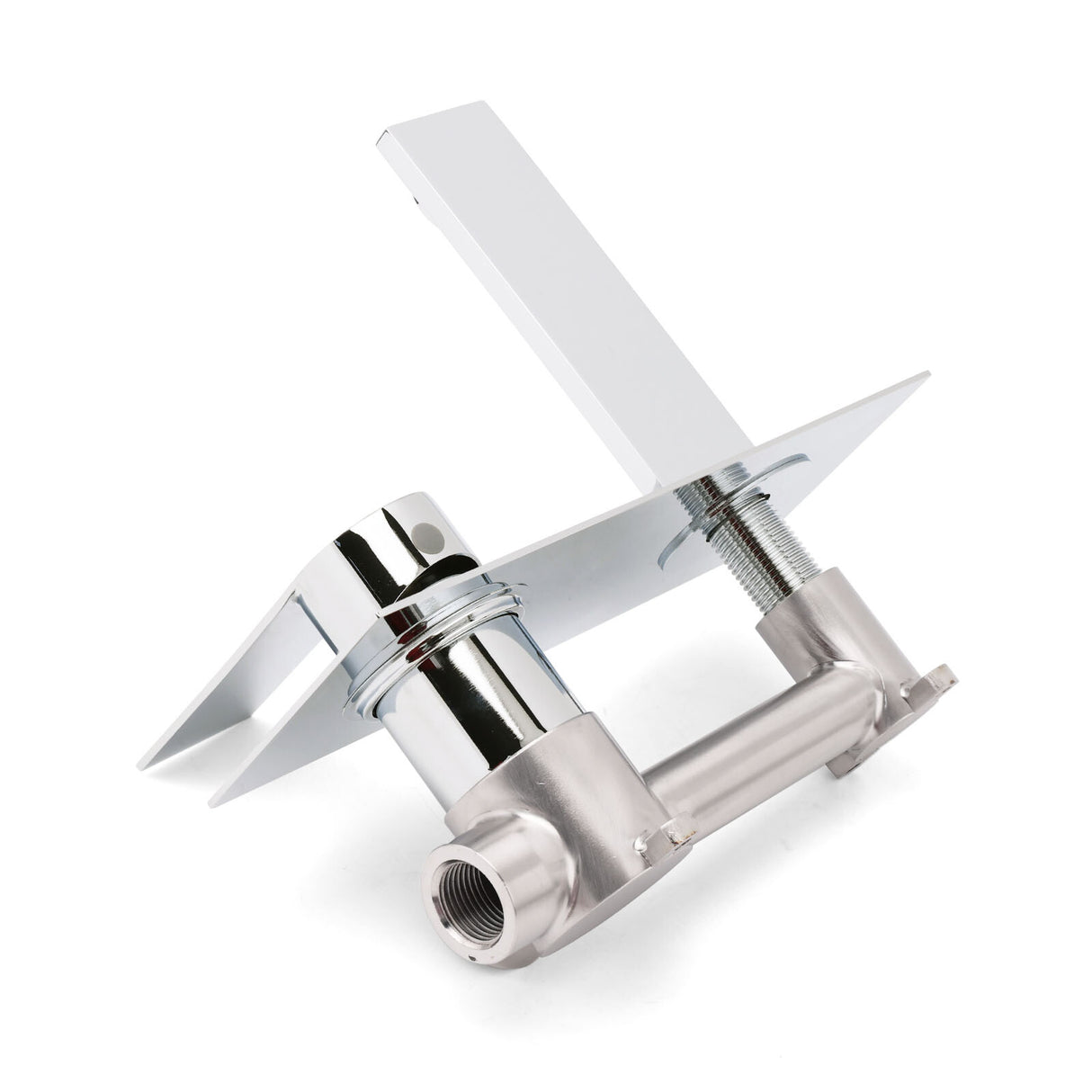 Wall Mounted Basin Mixer Tap with Flat Spout, Chrome
