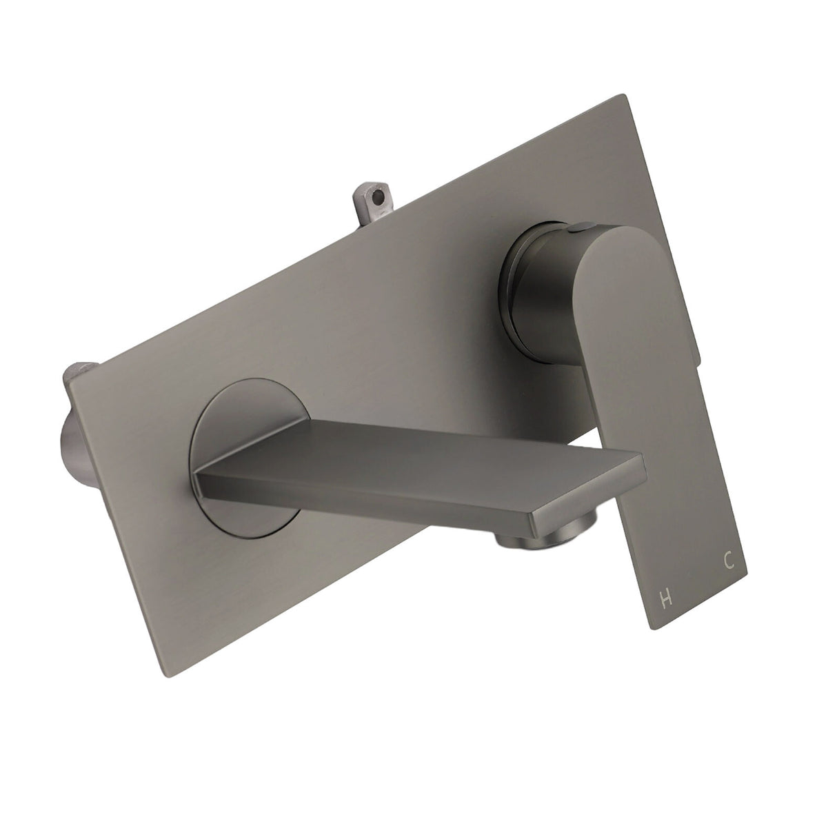 Wall Mounted Basin Mixer Tap Set, Square, Gun Metal