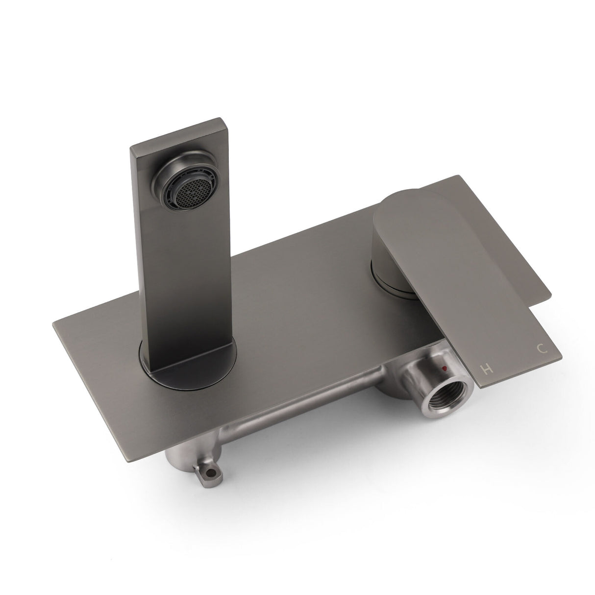 Wall Mounted Basin Mixer Tap Set, Square, Gun Metal