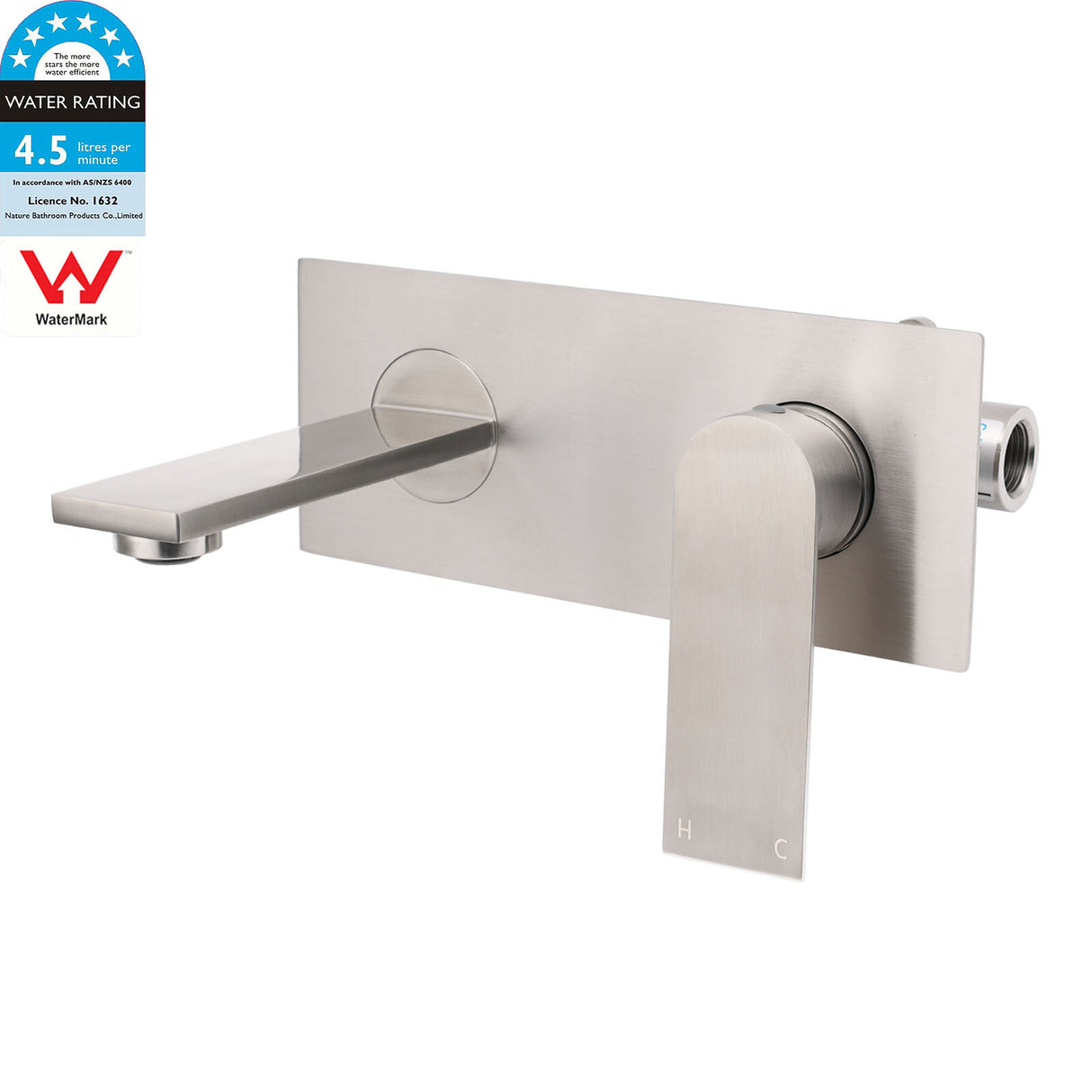 Concealed Wall Mounted Basin Mixer Tap, Square, Brushed Nickel