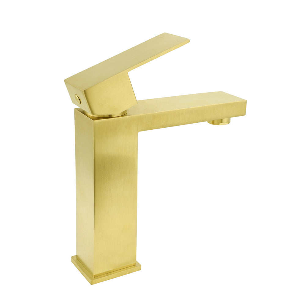 Square Basin Mixer Tap, Brushed Gold