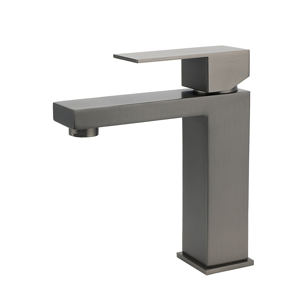 Square Basin Mixer Tap, Gun Metal