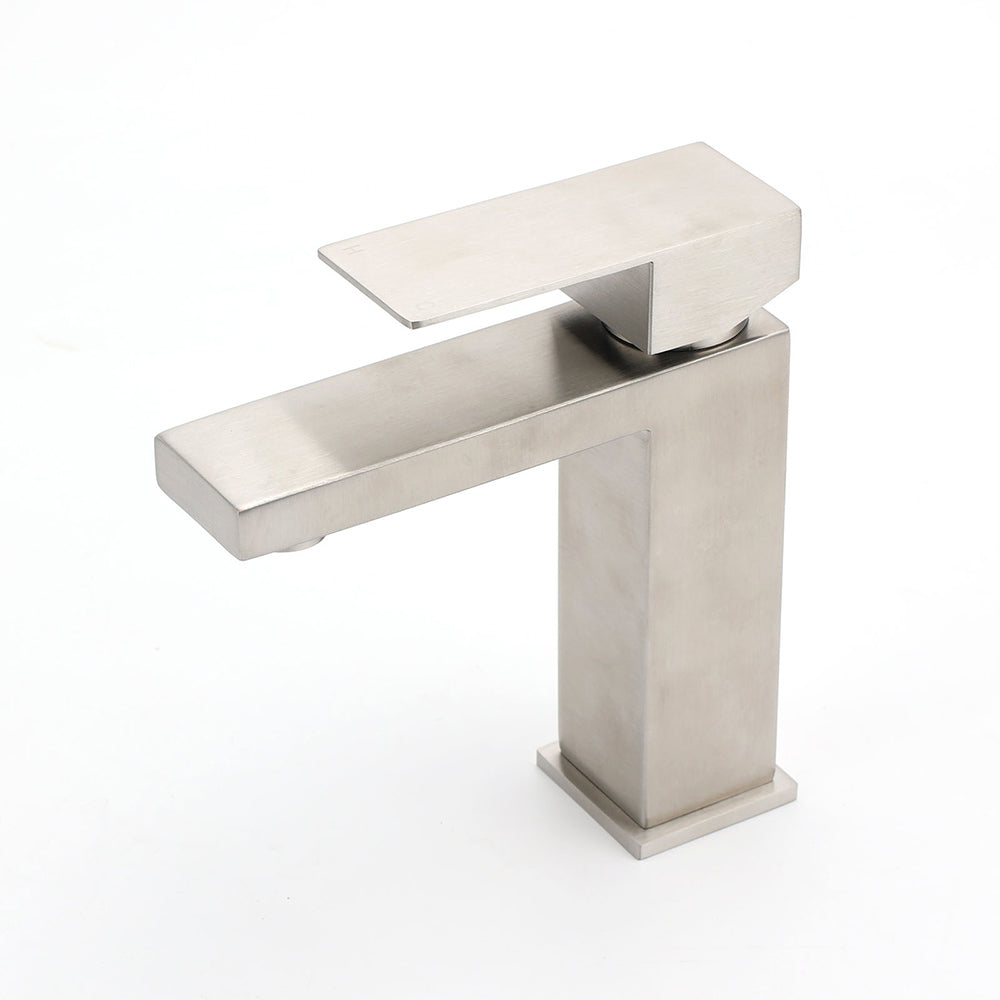 Brushed Nickel Square Basin Mixer Tap