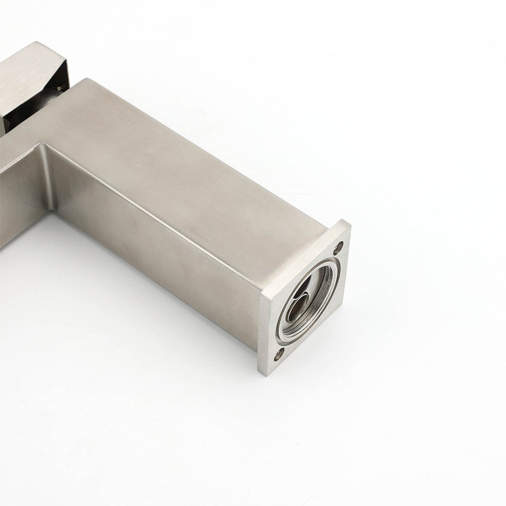 Brushed Nickel Square Basin Mixer Tap