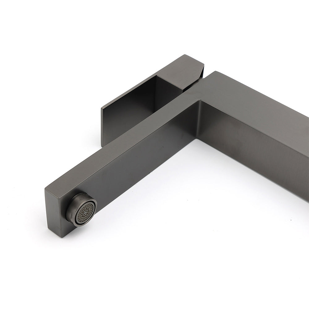 Tall Vessel Basin Mixer Tap, Square, Gun Metal, 310mm